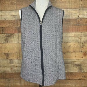 Kim Rogers Womens Vest Black White Herringbone Zip